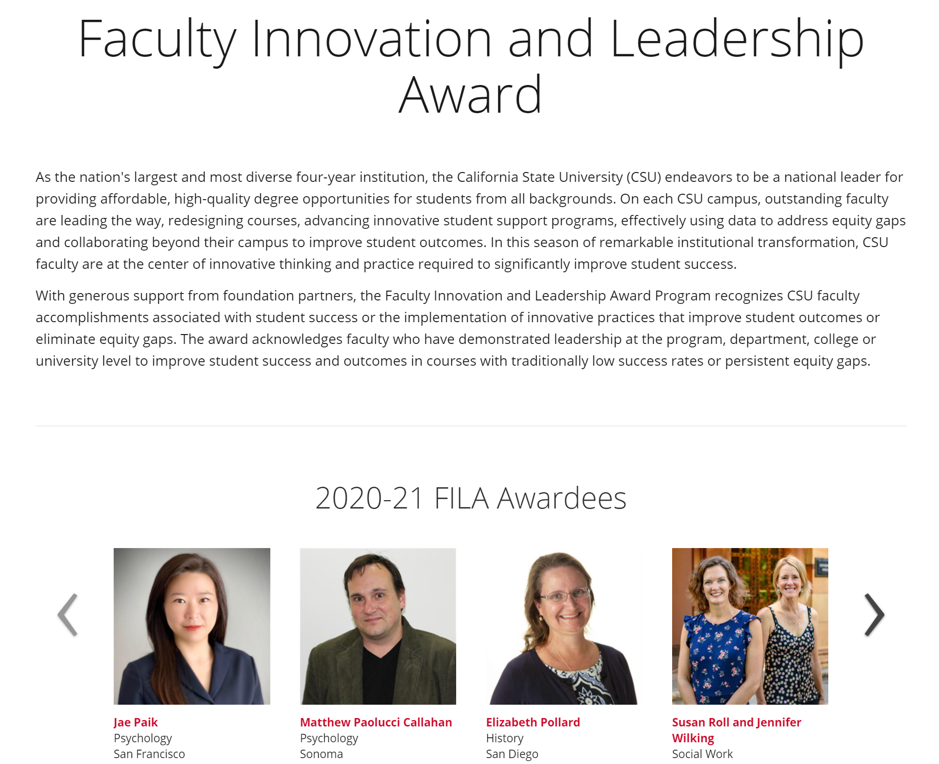 Faculty Innovation Award Description